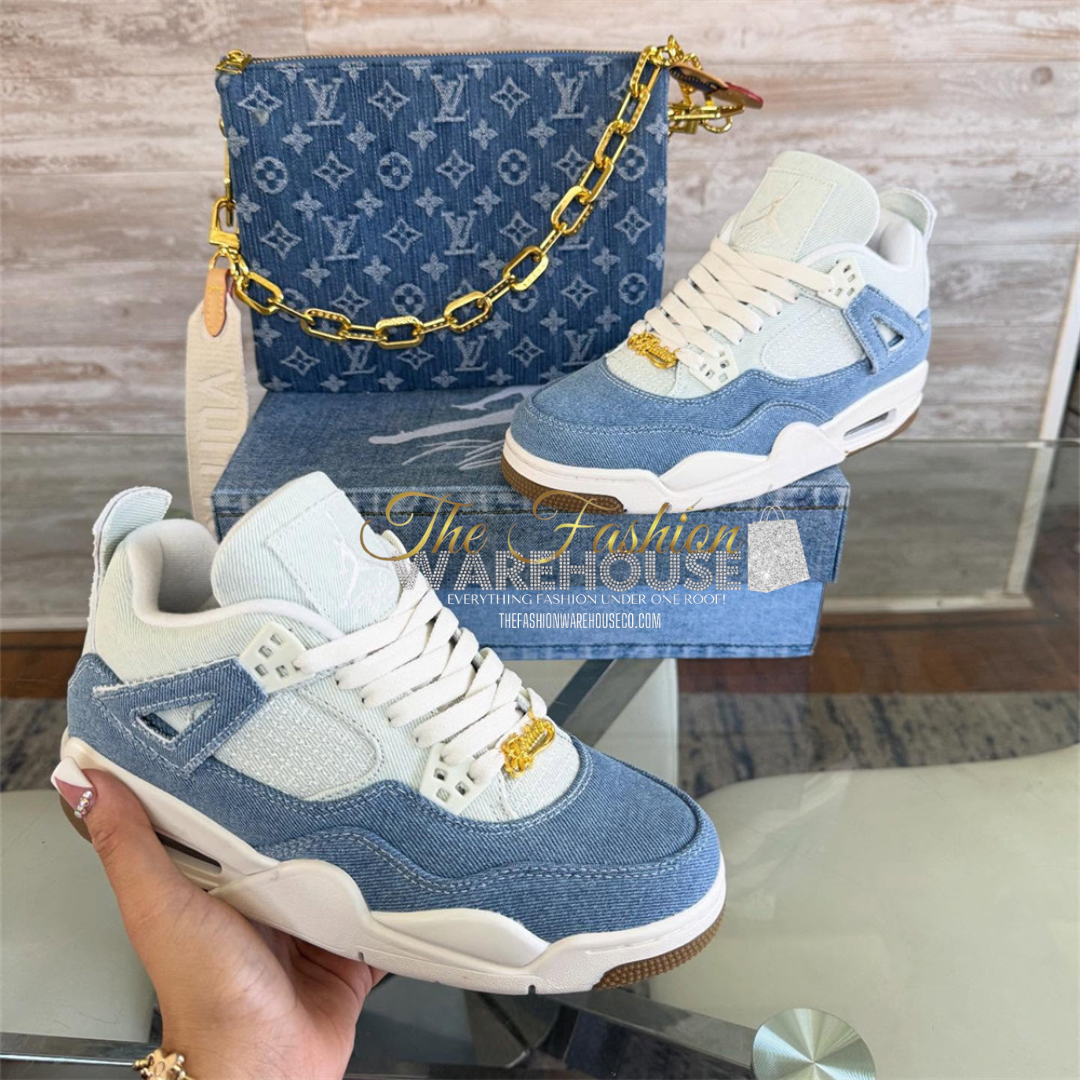Women’s Air Jordan Retro 4 Textile Casual Shoe & Denim Bag Set – Premium Streetwear Style